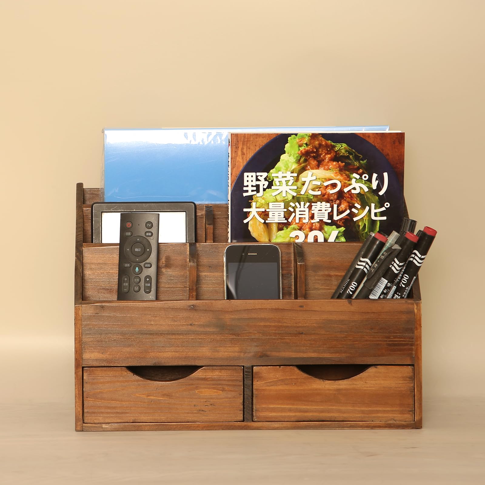 Amazon.co.jp: Juleduo木製 ブラウン チェストデスクオーガナイザー